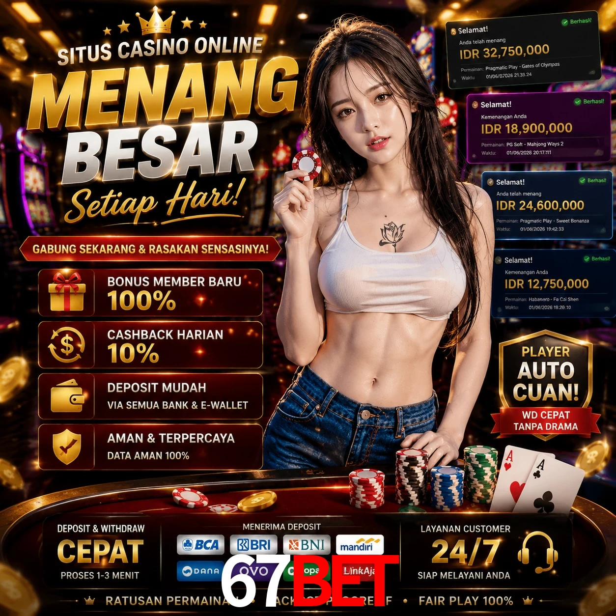 67bet slots no app